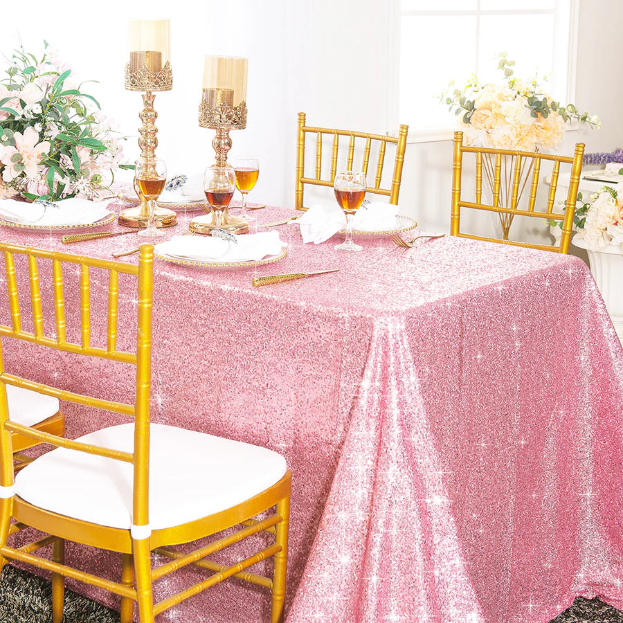 90" x 132" Rectangle Sequins Tablecloth
