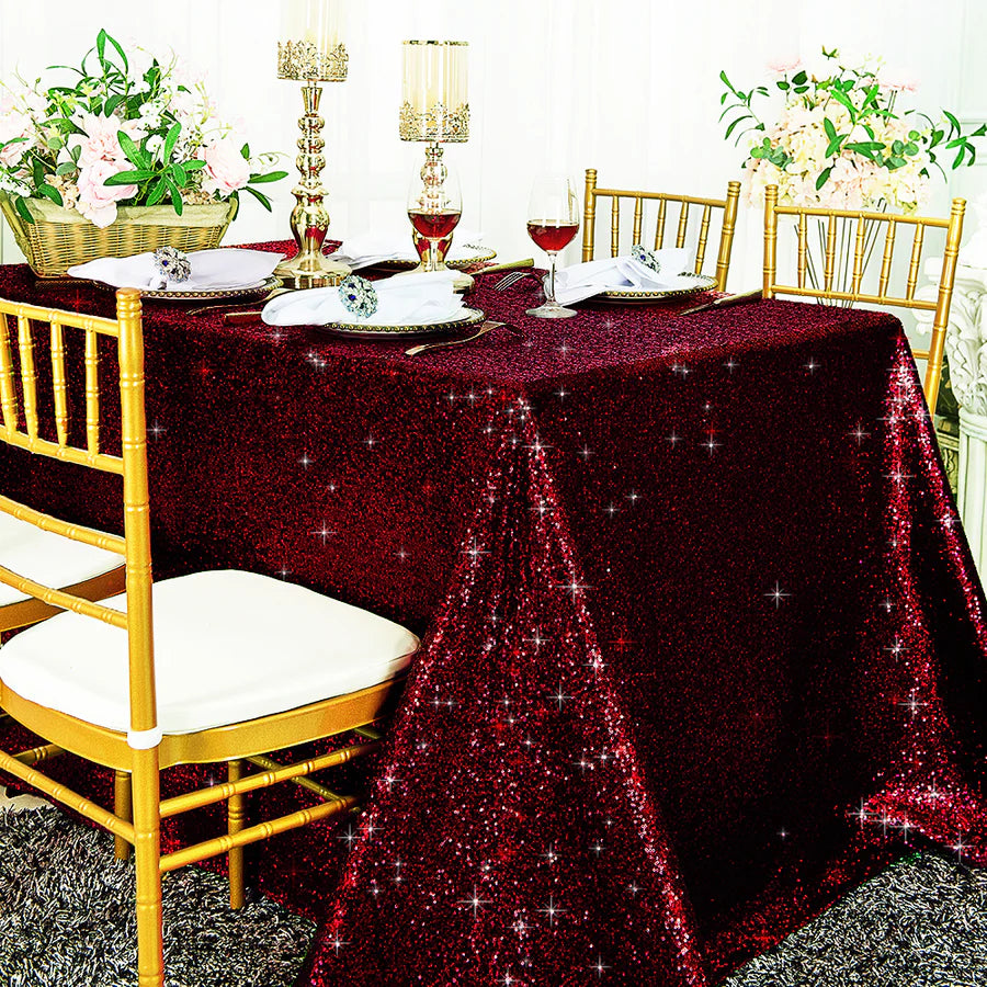 90" x 132" Rectangle Sequins Tablecloth