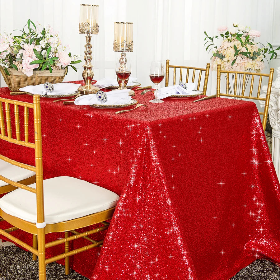 90" x 132" Rectangle Sequins Tablecloth