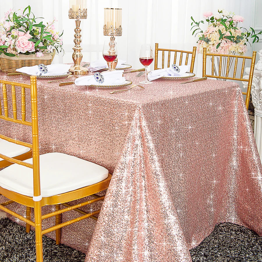 90" x 132" Rectangle Sequins Tablecloth