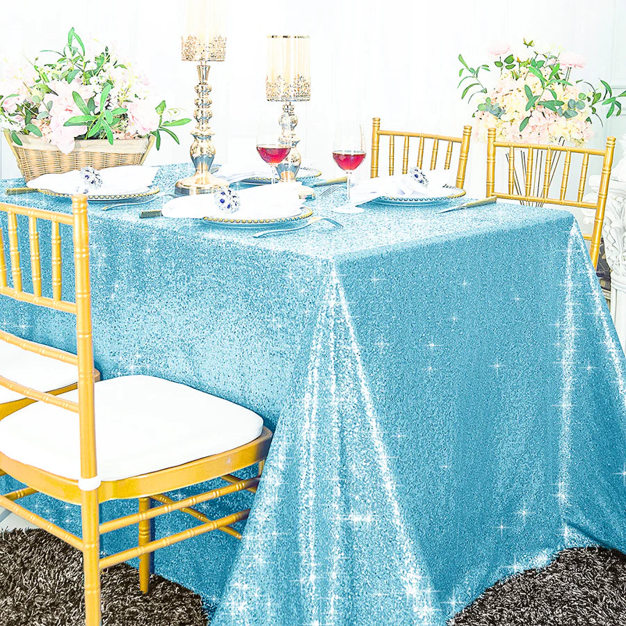 90" x 132" Rectangle Sequins Tablecloth
