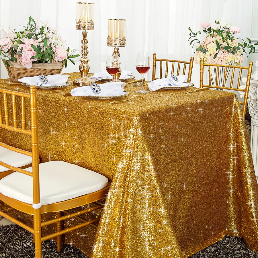 90" x 132" Rectangle Sequins Tablecloth