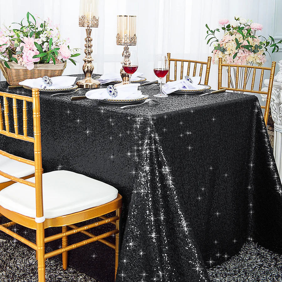 90" x 132" Rectangle Sequins Tablecloth