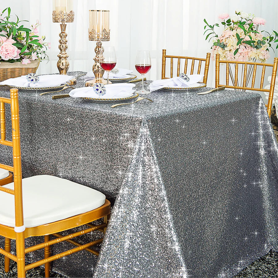 90" x 132" Rectangle Sequins Tablecloth