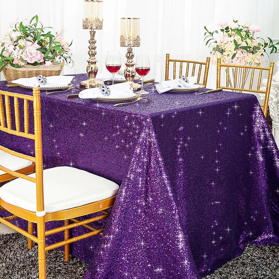 90" x 132" Rectangle Sequins Tablecloth