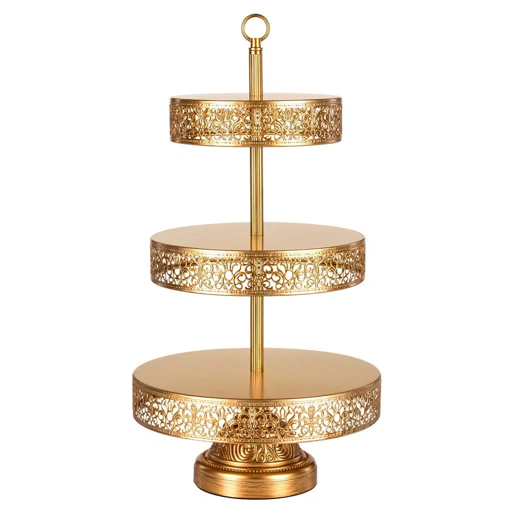 Gold w/ Flowery Design Cupcake Stand