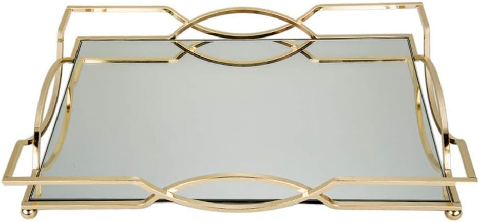 Gold Tray w/ Mirror Top Flat Cake Stand