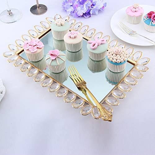 Gold Tray w/ Diamond Petals & Mirror Top