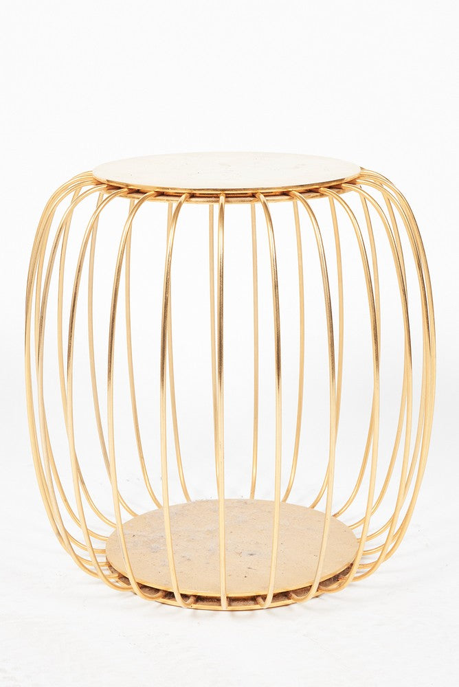 Gold Drum w/ White Top (set of 3) Round Plinth