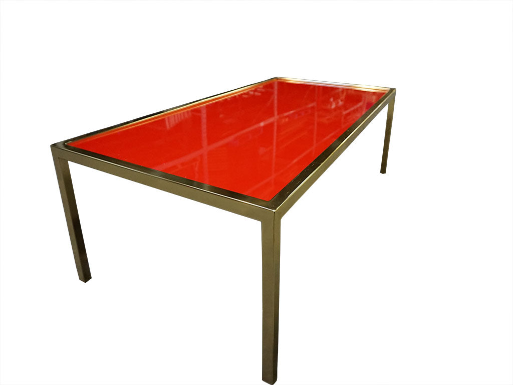 Gold Frame w/ Red Plexi Top Coffee Table