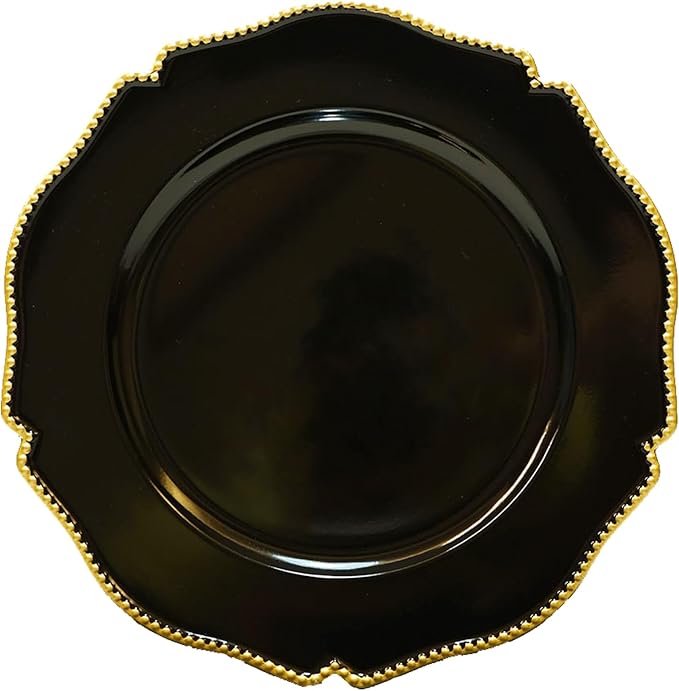 Black Scalloped w/ Gold Rim