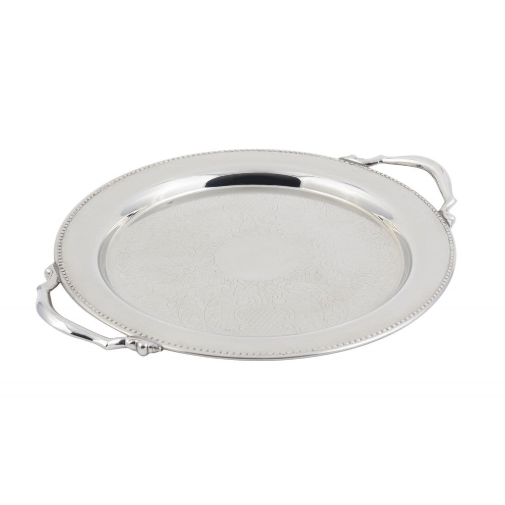 Silver 13" w/ Handles Round Platter