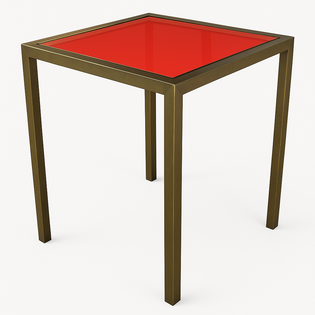 Gold Frame w/ Red Plexi Top End Table