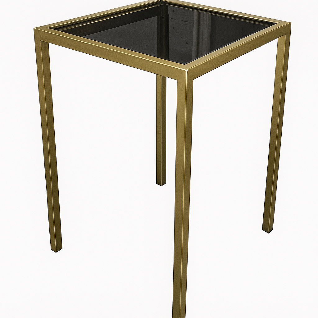 Gold Frame w/ Black Plexi Top End Table