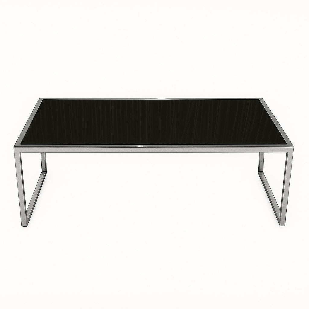 Chrome frame w/ Black Plexi Top Coffee Table