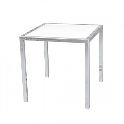 Chrome Frame w/ White Plexi Top End Table