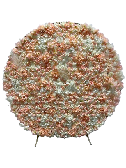 Peach & White Flower Wall Backdrop (Round)