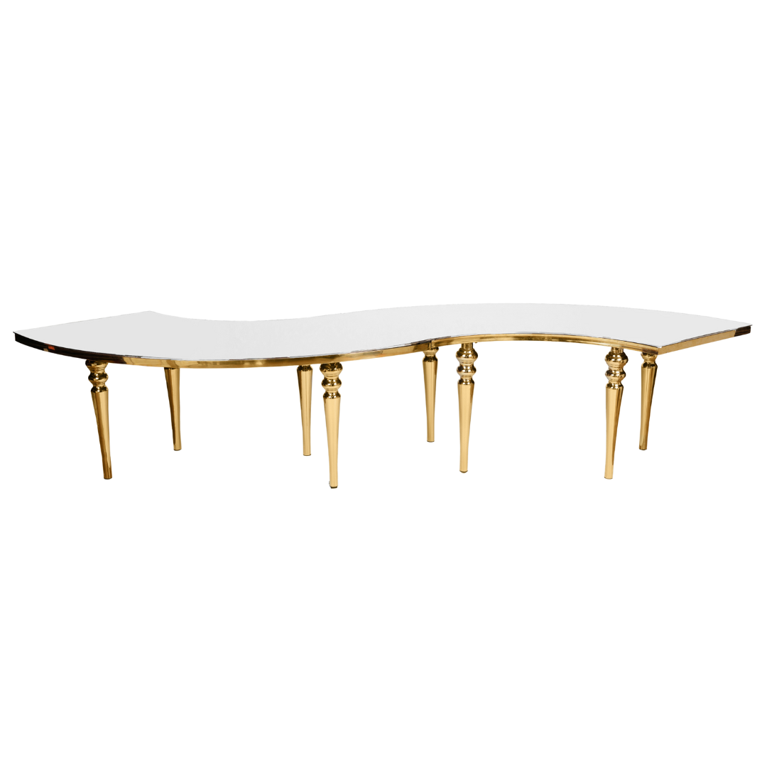 White & Gold Serpentine Table