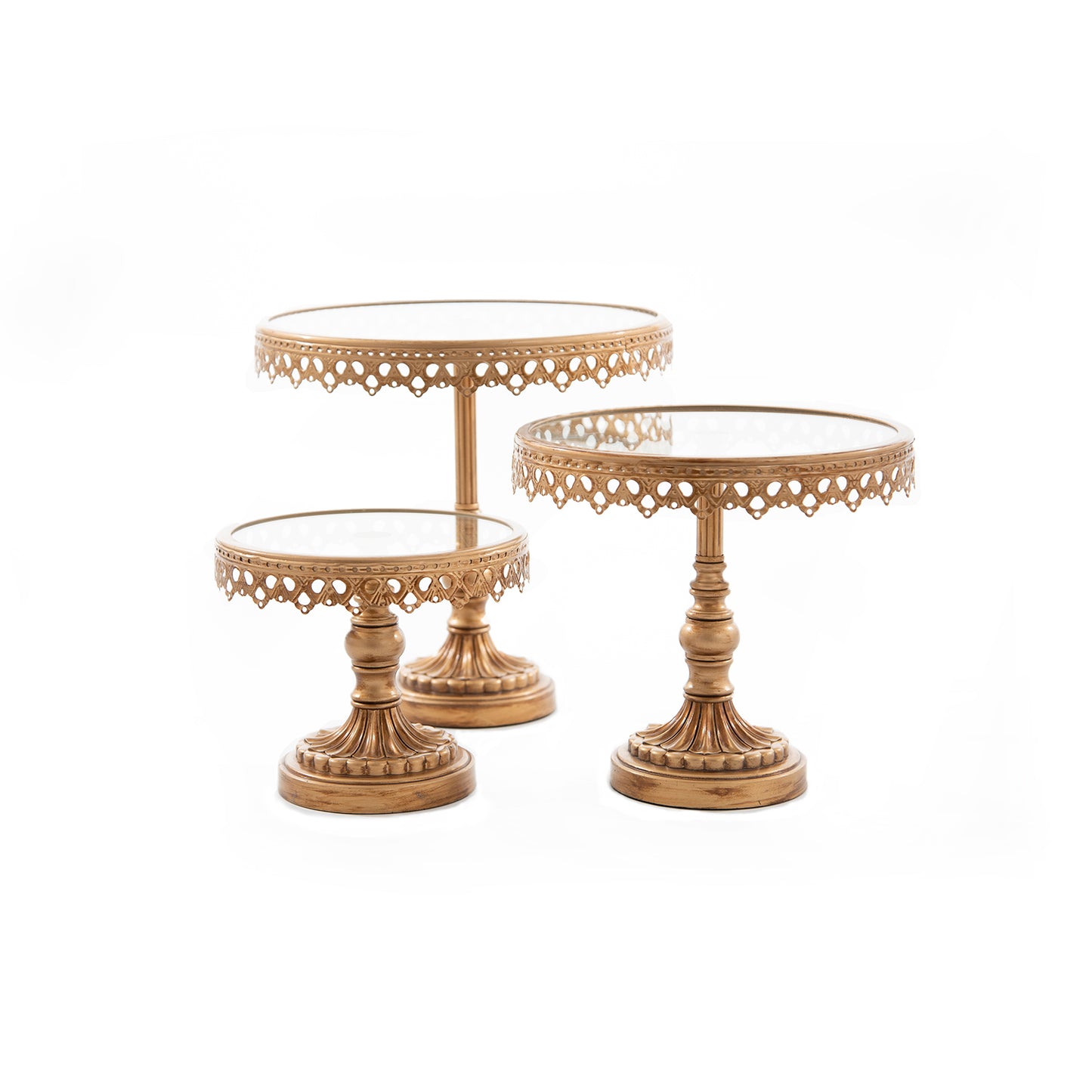 Dark Gold w/ Diamonds (set of 3) Elevated Cake Stand