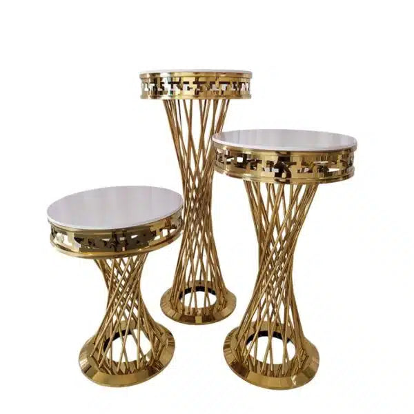 Gold Geometric w/ White Top Cylinder Plinths