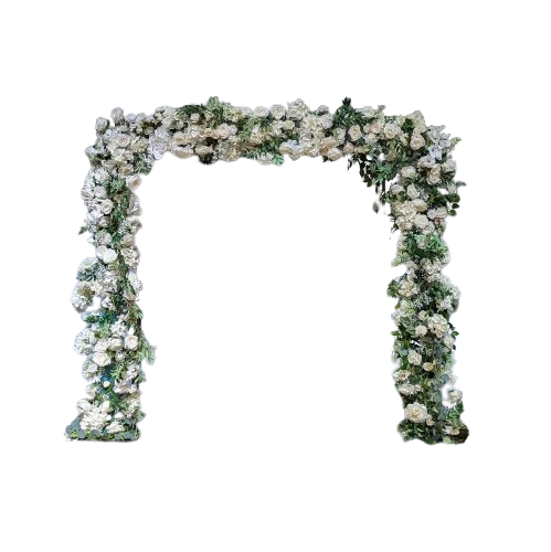 White, Light Yellow w/ Green Leaves - Square Hollow Flower Backdrop