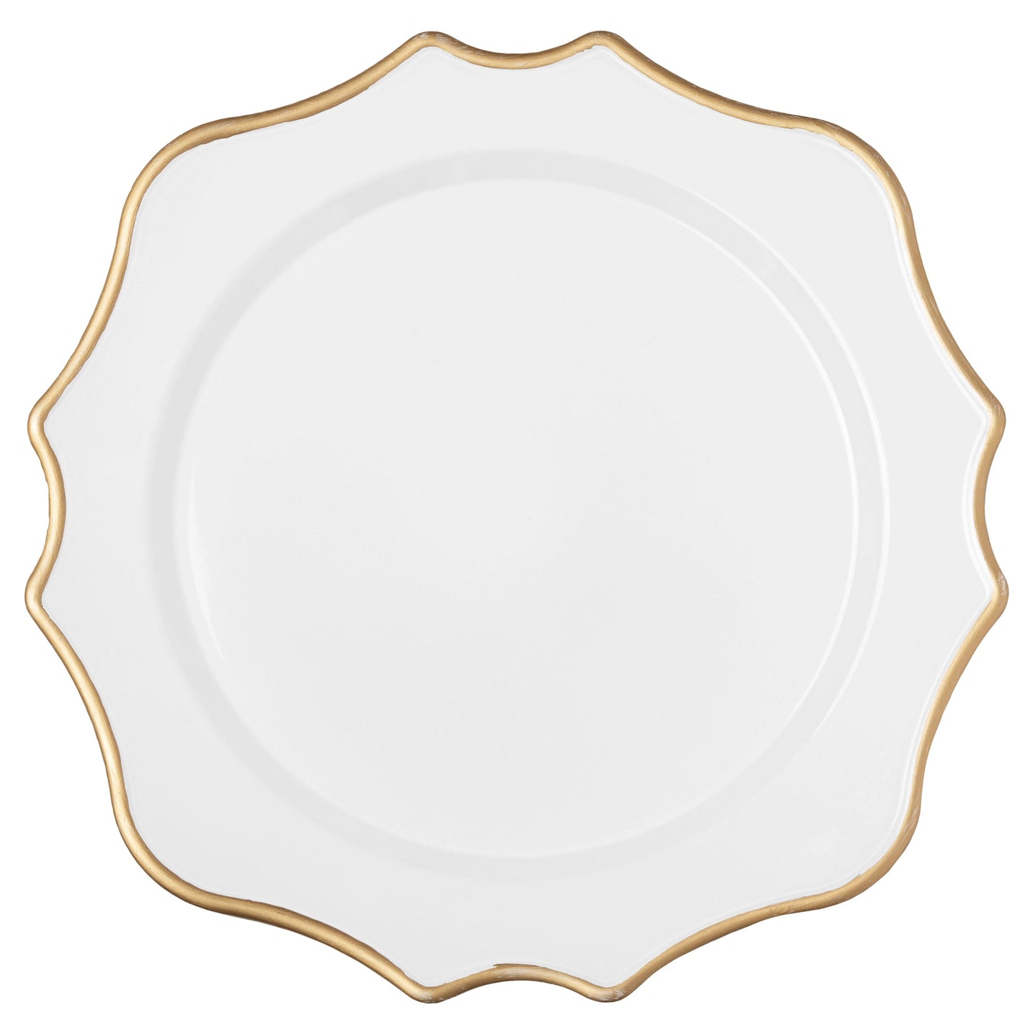 White Scalloped w/ Gold Rim