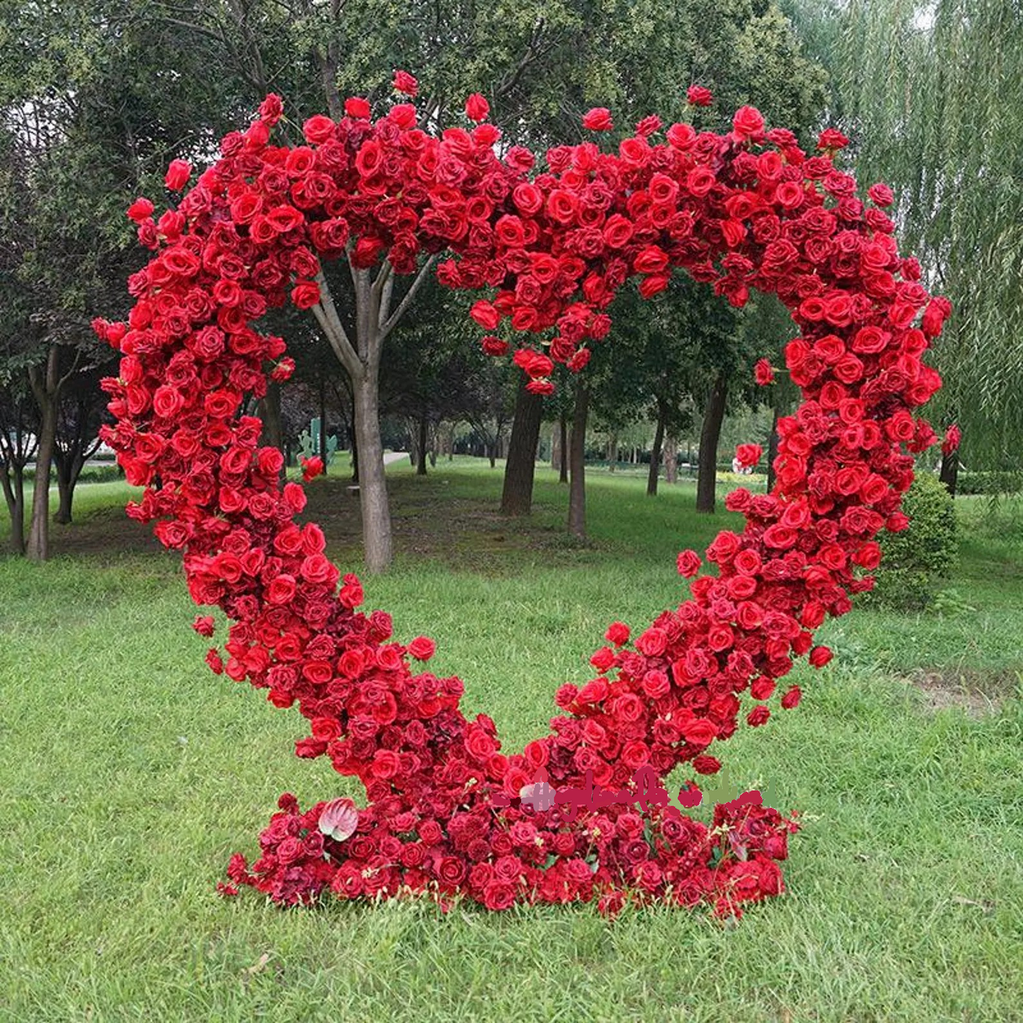 Red Heart Hollow Flower Backdrop