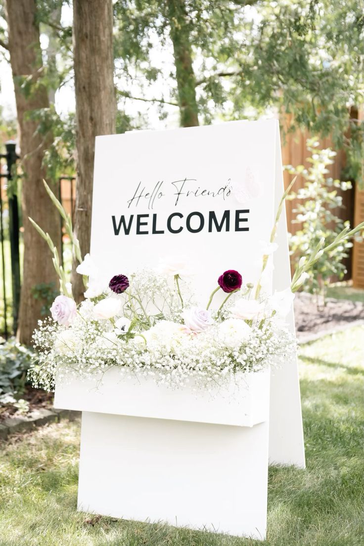 "Hello Friends Welcome" Sign w/ Stand