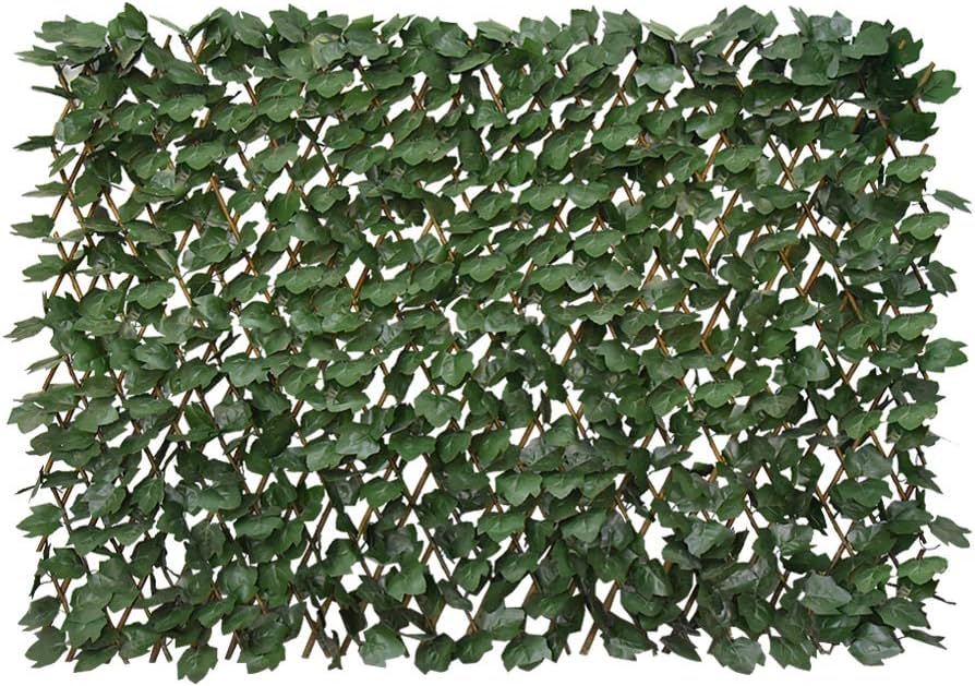 Expandable Wooden Fence With Artificial Ivy Leaf