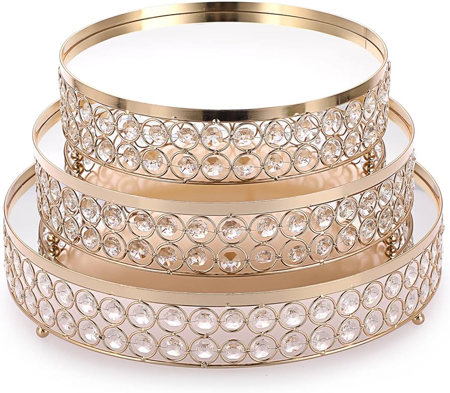 8" Gold w/ Diamonds Elevated Cake Stand