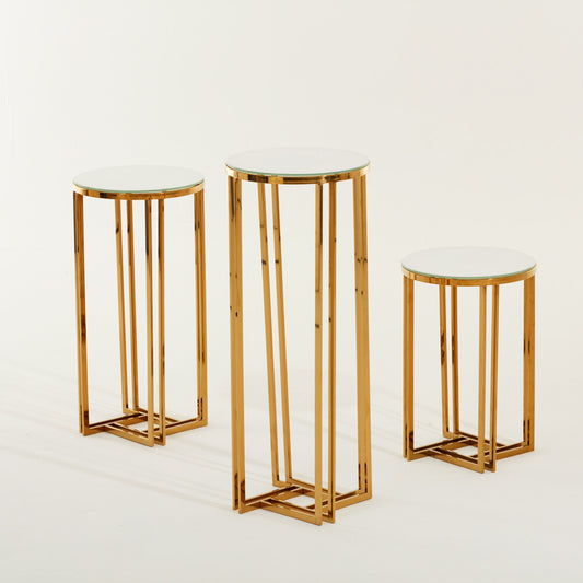 Gold Base Design w/ White Top Round Plitnh