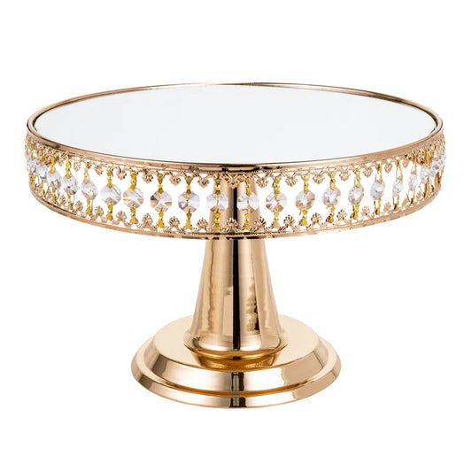 Gold w/ Centered Diamonds Elevated Cake Stand