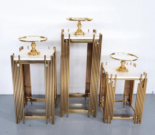 Gold Luxury w/ White Top Rectangle Plinth