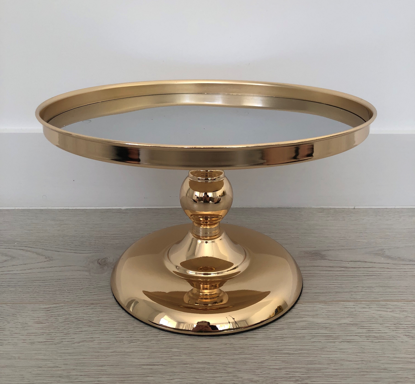 Dark Gold w/ Mirror Top Elevated Cake Stand
