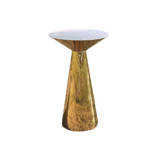 Gold Pedestal Base w/ White Top Round Plinth