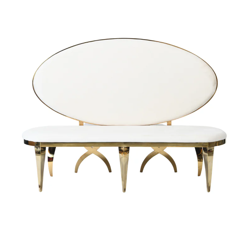 Luxurious White & Gold Large Love Seat