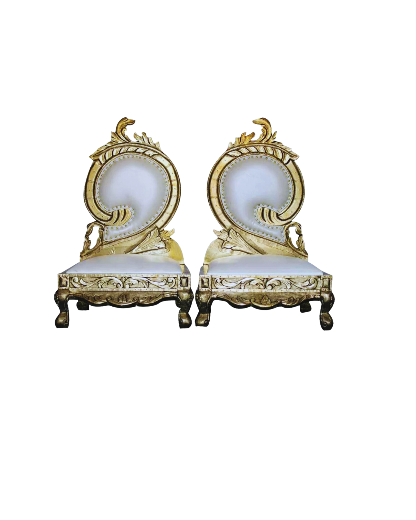 White & Gold Dragon Love Seats