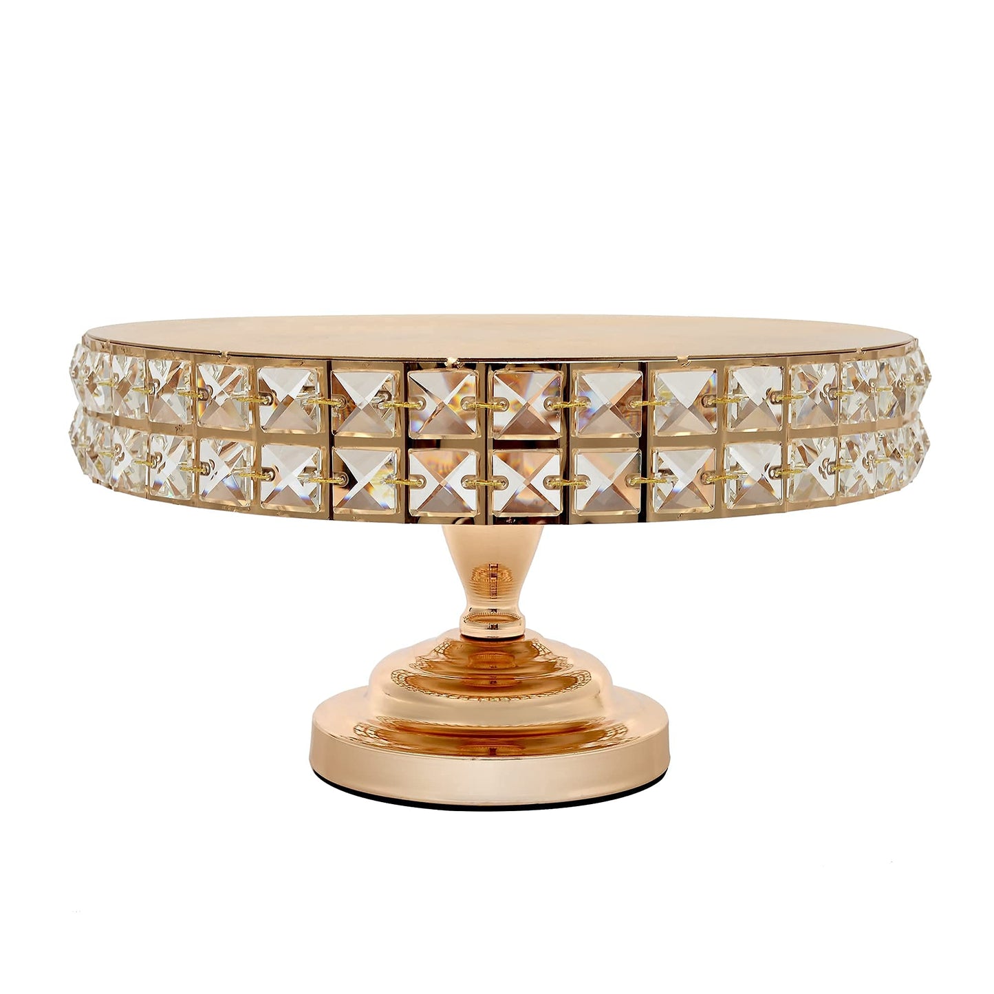 Matte Gold w/ Square Diamonds Elevated Cake Stand