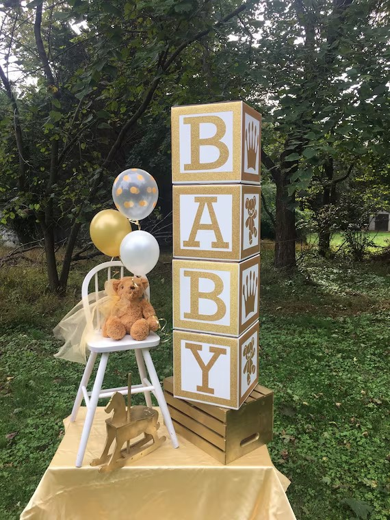 Glittery Gold Baby Blocks