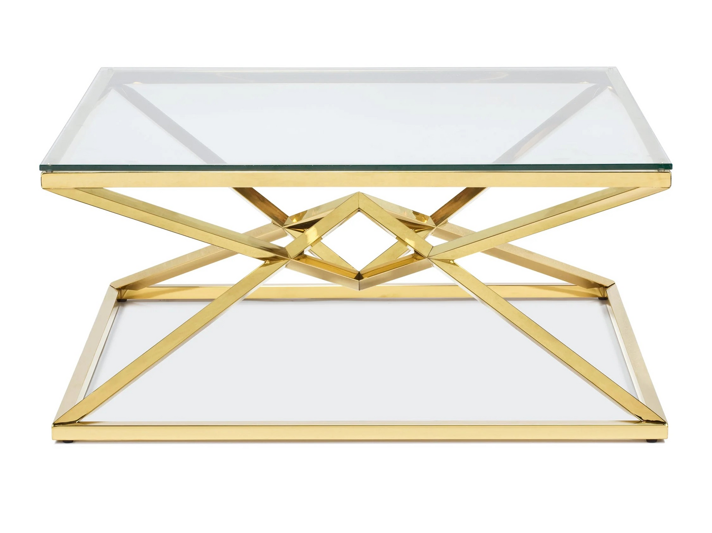 Gold w/ Glass Top Coffee Table