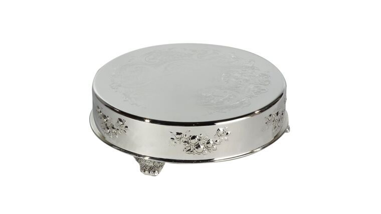 Silver w/ Flowery Design (Round) Flat Cake Stand