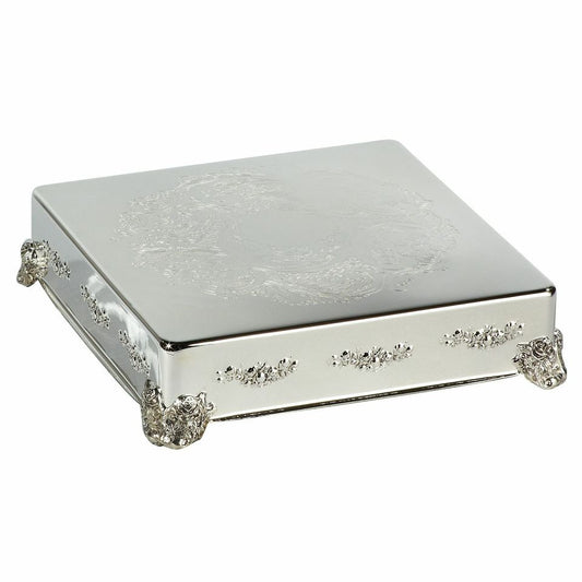 Silver w/ Flowery Design (Rectangle) Flat Cake Stand