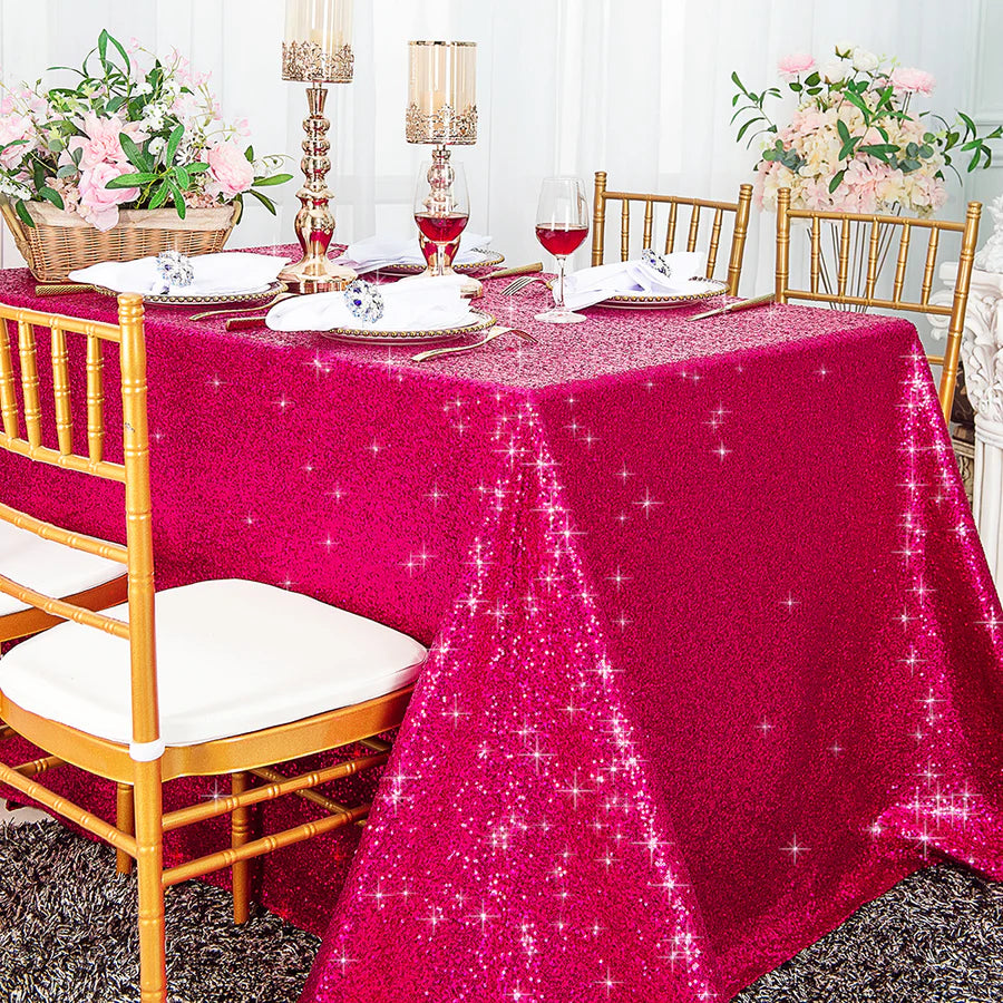 90" x 132" Rectangle Sequins Tablecloth