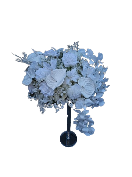 Tall Acrylic Stand w/ White Floral Arrangement