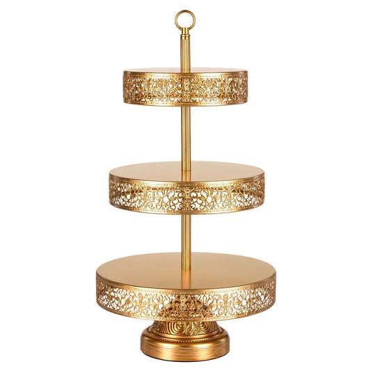 Gold w/ Flowery Design Cupcake Stand