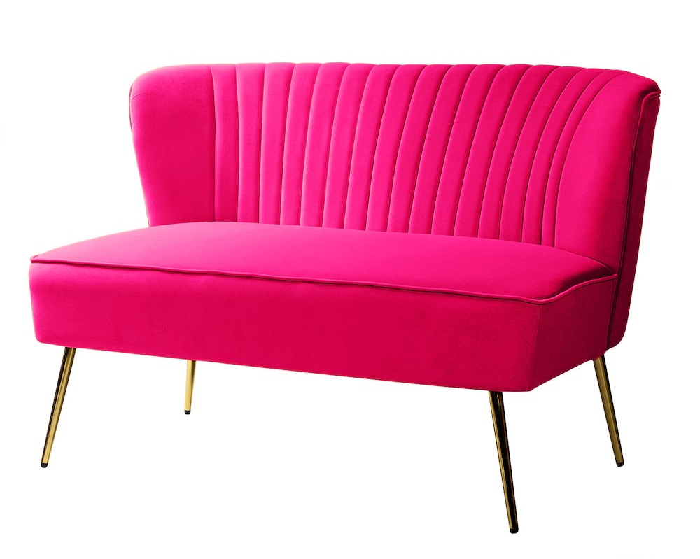 Hot Pink Velvet Love Seat
