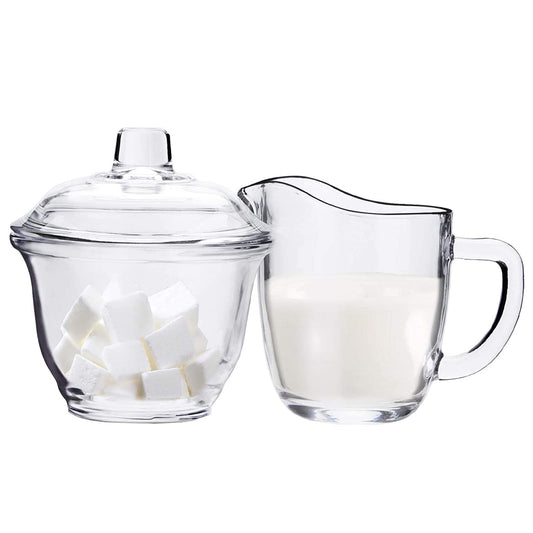 Glass Creamer and Sugar Jug Set