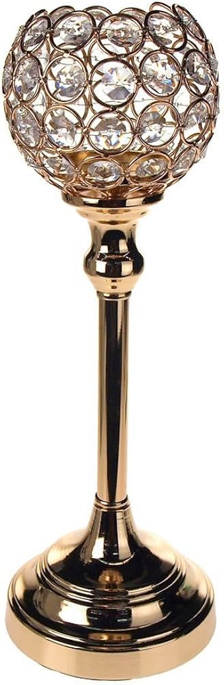 Gold w/ Diamonds & Tall Stem Globe Candle Holders