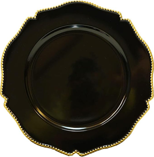 Black Scalloped w/ Gold Rim