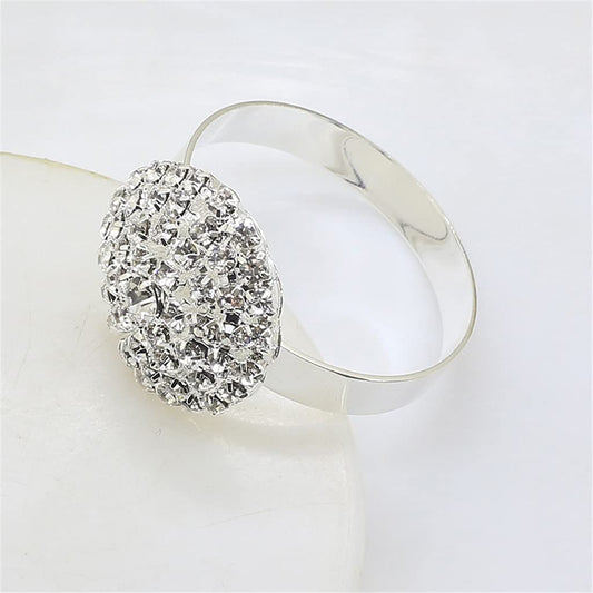 Silver Rounded Rhinestone Napkin Ring